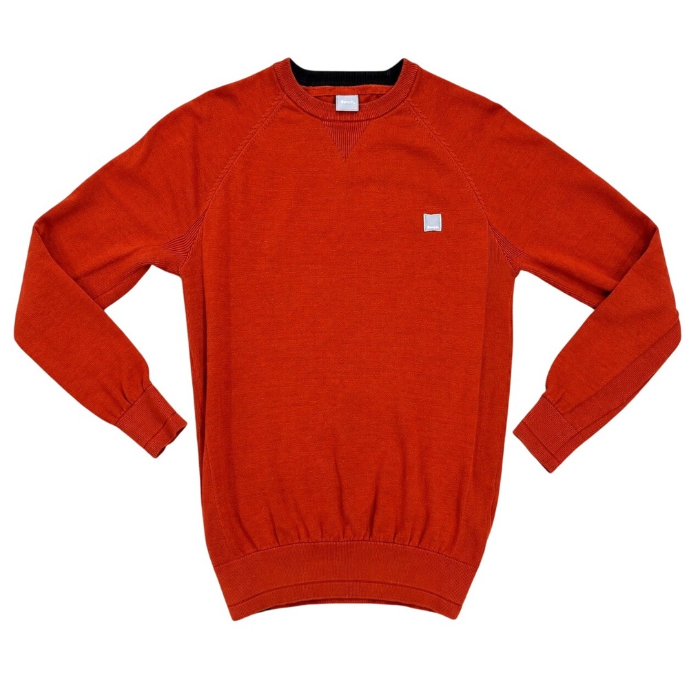 Bench Orange Red Cotton Sweater Men's Small Skater Streetwear Raglan Crewneck